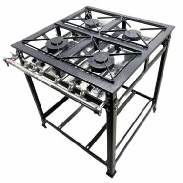 Imagem de Fogão Industrial 4 Bocas 2 Simples Standard Baixa Pressão Grelhas Aço 30x30 P5 Mr Fogões
