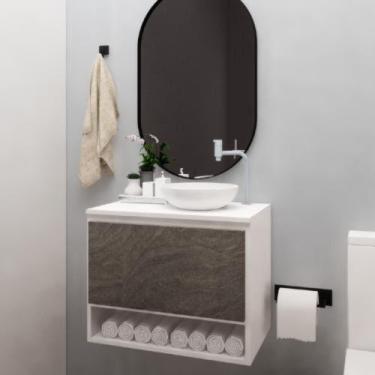 Imagem de Gabinete Para Banheiro Madeira Suspenso 60cm Porta Basculante - Brovál