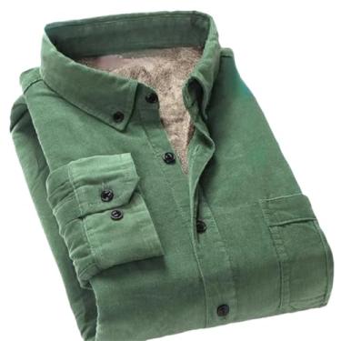 Imagem de Camisa masculina de lã grossa de algodão de veludo cotelê quente de inverno masculina com botões macios streetwear camisa masculina, En8, GG