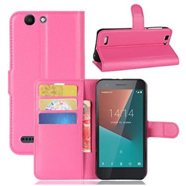 Imagem de Capa Vodafone Smart E8, capa carteira flip de couro PU premium com compartimento para cartão, suporte e fecho magnético [capa interior à prova de choque de TPU] Compatível com Vodafone smart E8