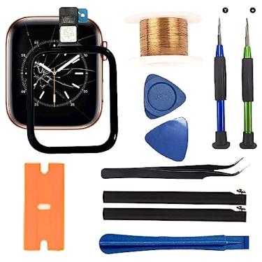 Imagem de First choose Lente de vidro frontal do relógio e substituição de digitalizador de toque compatível com Apple Watch séries 6/5/4/SE 40 mm/44 mm (Black_SeriesSE_40mm)