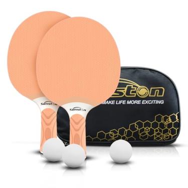 Imagem de Senston Conjunto de raquetes de tênis de mesa, raquete de tênis de mesa profissional, conjunto de raquete de ping pong de borracha composta (laranja)