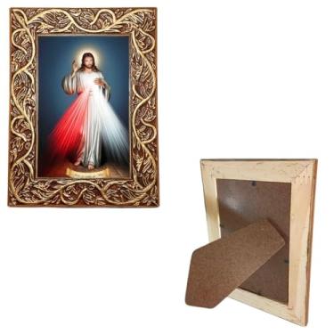 Imagem de Porta Retrato Religioso Jesus Misericordioso (Dourado)