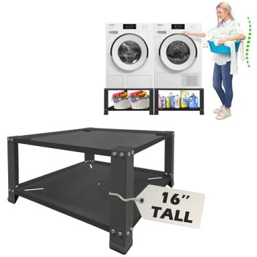Imagem de Royxen Pedestal de lavanderia de 40,6 cm de altura, ajuste universal, capacidade de 317,5 kg, pedestais de lavadora e secadora, plataforma de base de secadora resistente com 71 cm de largura, preto