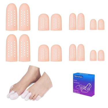 Imagem de Keroius 8 pares de protetores de bico grande em gel para bico de martelo de silicone com furos de bico respirável para bolhas, calos, unhas encravadas, reduzem o atrito