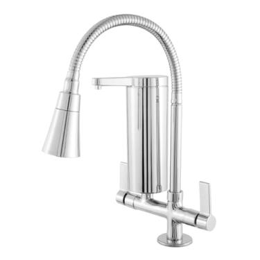 Imagem de Torneira Cozinha Flexível Filtro Gourmet Cromada Bancada Tubo 2 Jatos