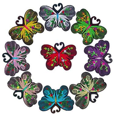 Imagem de Qingxii Decorr Remendos de borboleta coloridos sortidos costurando/ferro em remendos bordados meninas roupas chapéu calça sapatos cortina costura faça você mesmo artesanato embaraço apliques adesivos