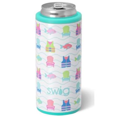 Imagem de Refrigerador de latas Swig Slim, suporte de lata skinny isolado, refrigerador de latas de a o inoxid vel para latas altas e skinny, compat vel com garra branca, verdadeiramente, meio-dia, Michelob