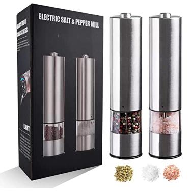 Imagem de Conjunto de moedor elétrico de sal e pimenta Gnz - Moinho de aço inoxidável - Operado por bateria - Operação com uma mão/594