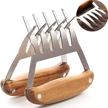 Imagem de Jinhong para churrasco, cortador, triturador, garras de urso, patas, garfos para triturar, esculpir, levantar carne de porco, peru, frango, carne, peito, aço inoxidável, churrasqueira, conjunto de fer