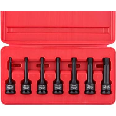 Imagem de NEIKO 01130B Conjunto de soquetes Allen de 3/20.3 cm, 7 peças, 7 polegadas, conjunto de soquetes hexagonais de impacto de 3/20.3 cm, chave sextavada métrica de 4 mm a 12 mm, grau de impacto