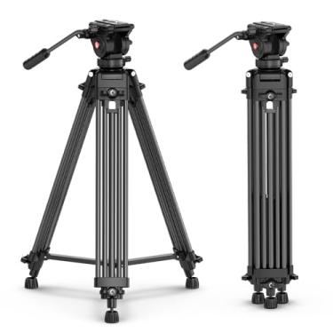 Imagem de ULANZI MT-81 Camera Video Tripod with 360 Degree Fluid Head, 61inch/155cm Heavy Duty Aluminum Alloy Camera Tripod Stand, Quick Release Plate Compatible with DSLR Camcorder, Load Up to 17.6lb/8kg