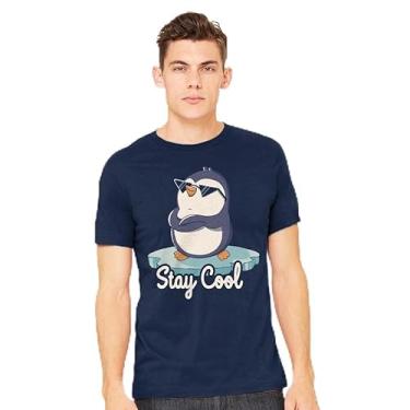 Imagem de TeeFury - Stay Cool Funny Penguin - Camiseta masculina animal, pinguim, Cinza mesclado, M