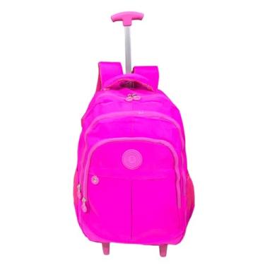 Imagem de Mochila DeRodinha Adulto Juvenil Em Nylon Tactel Espaço Para Notebook (rosa com carrinho rosa)