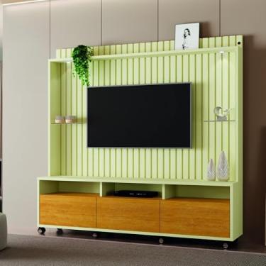 Imagem de Estante Home para Tvs de até 60 Polegadas com 3 Gavetas Absoluto Ripado Off White/naturale