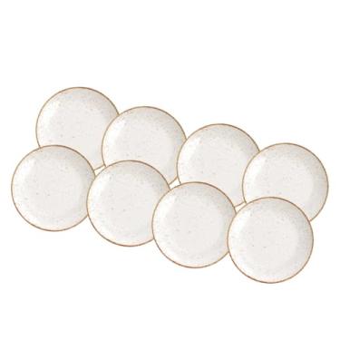 Imagem de Aparelho de Jantar Jogo de Pratos Sobremesa 21 cm Barô by Tramontina Rústico Marrom em Porcelana Decorada 8 Peças
