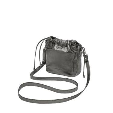 Imagem de Mariart Mini Cravo Bolsa Feminina Transversal de Couro Bovino Legítimo Metalizado (Carbono)