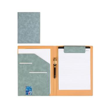 Imagem de Vensool Pasta de couro A4 para prancheta, portfólio de couro para homens e mulheres, fichário de portfólio de negócios, com suporte para cartão de visita, bolso para reciept, arquivo A4 e capa de