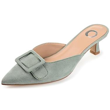 Imagem de Journee Collection Sapato feminino Vianna Kitten Salto Mules bico fino, Sálvia, 8.5