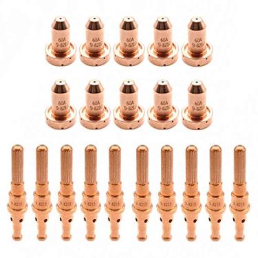 Imagem de TIANLYLIN 10 peças 9-8210 bocal de plasma 10 peças 9-8215 eletrodo de plasma adequado para consumo de tocha de corte Thermal Dynamics SL60/SL100