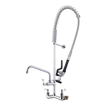 Imagem de MaxSen Torneira comercial com pulverizador de pré-enxágue, torneira de restaurante de 96 cm de altura com válvula de pulverização Torneira de pia de cozinha com bico giratório de 25,4 cm para