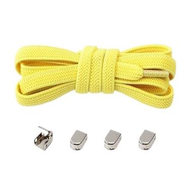 Imagem de No Tie Shoelaces Metal Buckles Elastic For Sneakers One Size Fits All Adult Kids Laces Lazy Sport Rubber Shoestrings(Yellow)