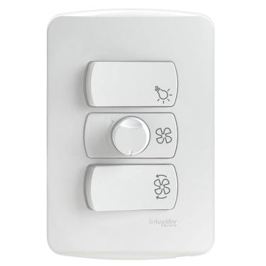 Imagem de Conjunto Placa 2x4 Horizontal C/ Variador Velocidade 220V 250W + 2 Interruptores Paralelos Branco Miluz Cód. S3B69660 – Schneider