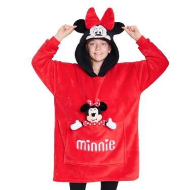 Imagem de Disney Blanket Hoodie with Plushie and 3D Ears Wearable Comfy Oversized Sweatshirt Sherpa Fleece Blanket Gifts for Kids (Red Minnie)