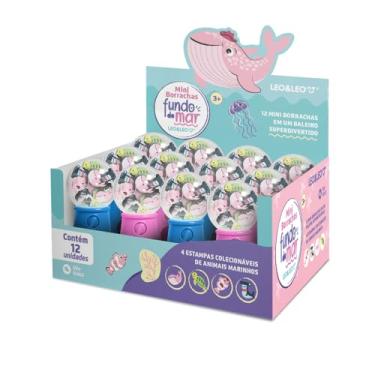 Imagem de MINI BORRACHA FUNDO DO MAR POTE BALEIRO C/ 12 BORRACHAS - DISPLAY C/ 12 POTES LEO&LEO