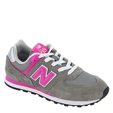 Imagem de New Balance Tênis infantil com cadarço 574 Core, Cinza/rosa, 18