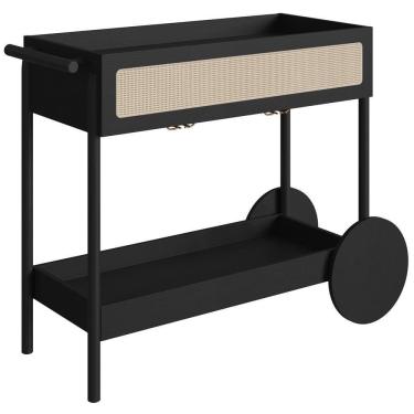 Imagem de Carrinho Bar Porta Taças 112 Cm Pes Madeira Oslo 27964 Nero Artesano Nero
