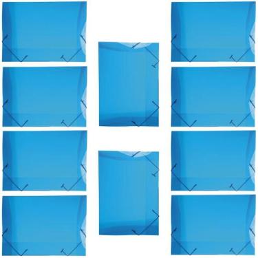 Imagem de Kit 10 Pastas Aba Elástico Mini Pequena 18x24,5cm ACP, Azul
