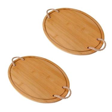 Imagem de 2 un Bandeja De Bambu Oval Com Alça De Corda 33CM - Clink