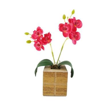 Imagem de Arranjo Mini Orquídea em Vasinho Quadrado Cachepot - Nacional , Rosa e