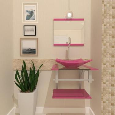 Imagem de Gabinete de Vidro Para Banheiro 45cm Com Cuba Quadrada - Cubas e Gabin