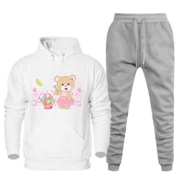 Imagem de Conjunto Abrigo Moletom Feminino Plus Size Canguru Numeraçao Especial 