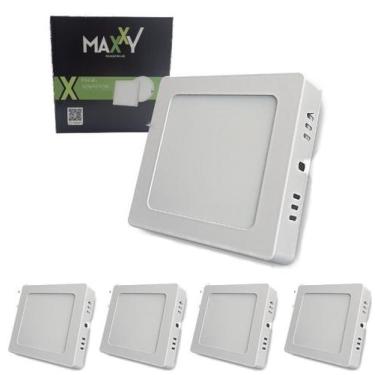 Imagem de Kit 5 Painéis Plafon Led Sobrepor Quadrado 6W Frio 6500k - Maxxy