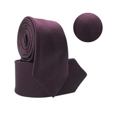 Imagem de Gravata Social Marsala Uva Risco Fino Casamento - Rpires