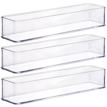 Imagem de Organizador de plástico acrílico 29,2 x 7,3 x 5,45 cm H1 3 unidades Pl