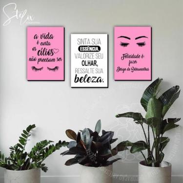 Imagem de Quadros Para Designer de Sobrancelhas Rosa - Stelix, 29x20