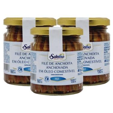 Imagem de  Pack c/ 3 Files de Anchova  Argentino Di Salerno vidro 180g