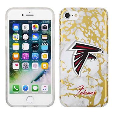 Imagem de Prime Brands Group Capa de celular com estampa de mármore branco e dourado em TPU para Apple iPhone 8/7/6S - Licenciado pela NFL Atlanta Falcons