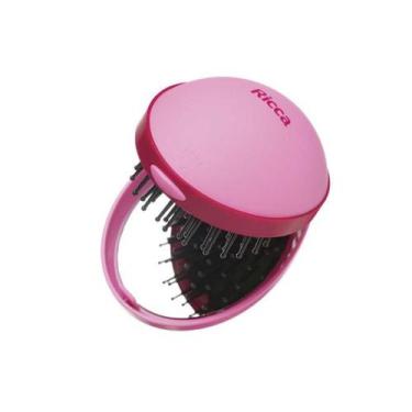 Imagem de Escova Dobrável Pop Up Brush Ricca 862 em 1 c/ espelho, Rosa