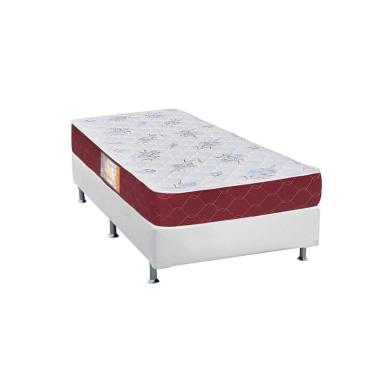 Imagem de Conjunto Box Solteiro: Colchão Espuma Castor Sleep Max + Base CRC Courano White (88x188)