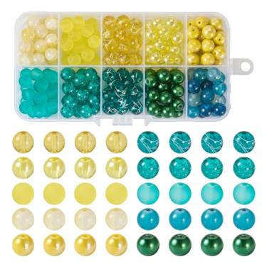 Imagem de Pandahall 200 peças de contas de vidro de 8 mm para fabricação de joias, contas de vidro rachado, imitação de pedras preciosas, azul, amarelo, verde, contas de cristal soltas para artesanato, pulseira