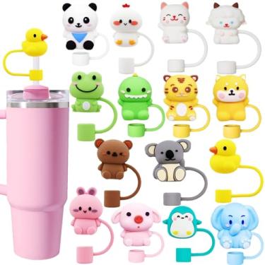 Imagem de AIOMISKO Toppers de palha 3D de silicone macio, adequado para canudo de 10 mm, compatível com Stanley Cup 30 e 1,134 g, acessórios protetores de palha reutilizáveis à prova de poeira à prova de