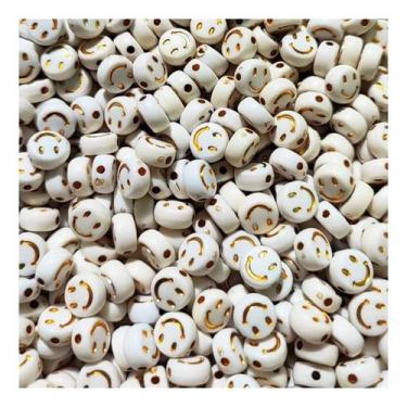 Imagem de Kit 300 Miçangas Smile Feliz Sorriso Emoji Dourado Infantil - Man Avia
