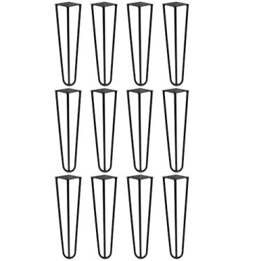 Imagem de Kit 12 Pés de Metal 30 CM Hairpin Legs Mesa de Canto Rack e Puffs Preto G41