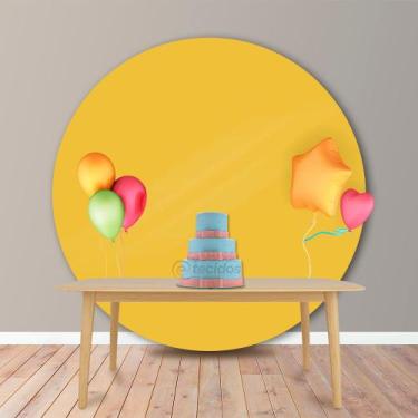 Imagem de Painel Redondo em Tecido Oxford Amarelo Ouro Liso, 1,50, 1,50