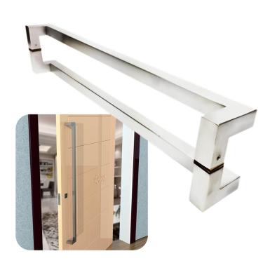 Imagem de Puxador Portas Duplo Aço Inox Escovado Athenas 1 m para portas: pivotantes/madeira/vidro temperado/porta alumínio e portões